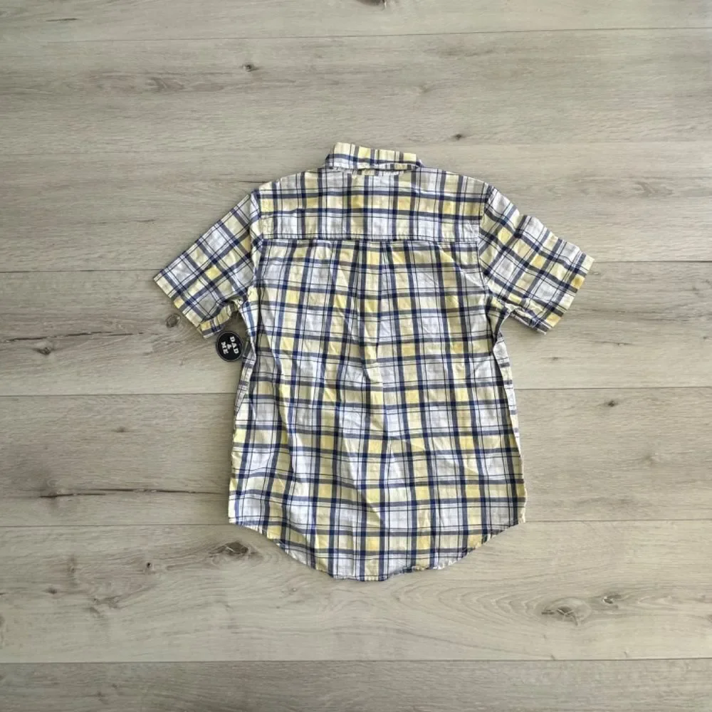 Children’s Place Dad & Me Boys Plaid Poplin Button Up Shirt Butter M (7-8) NWT